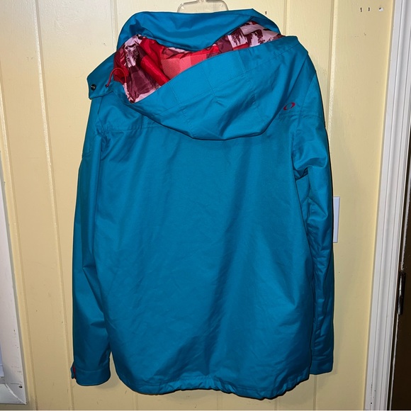 Oakley Teal Blue & Red Ski Snowboard Zip Up Hooded  Winter Jacket Size M RARE - Picture 12 of 15